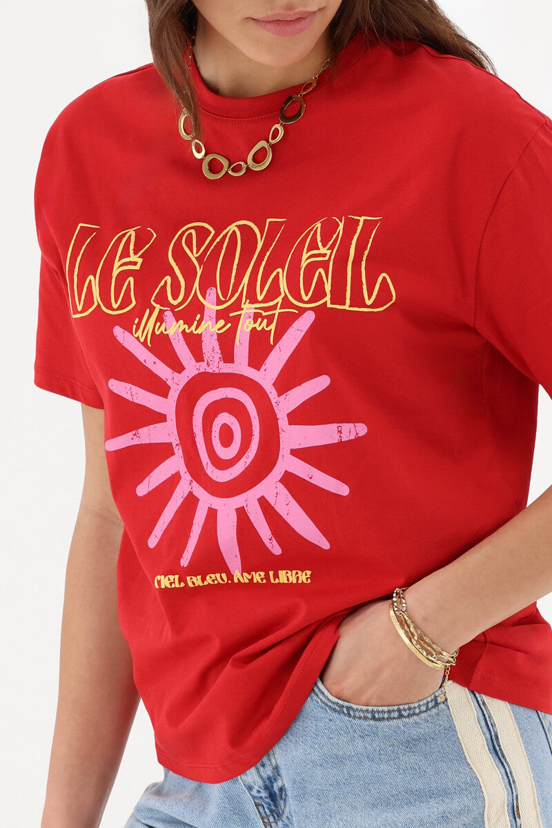 T-shirt Le soleil Rood