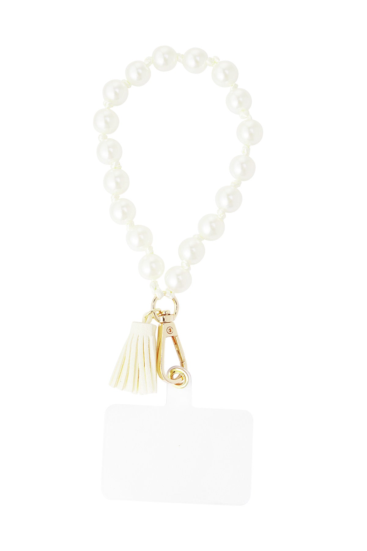 Telefoonkoord girly pearl - wit goud