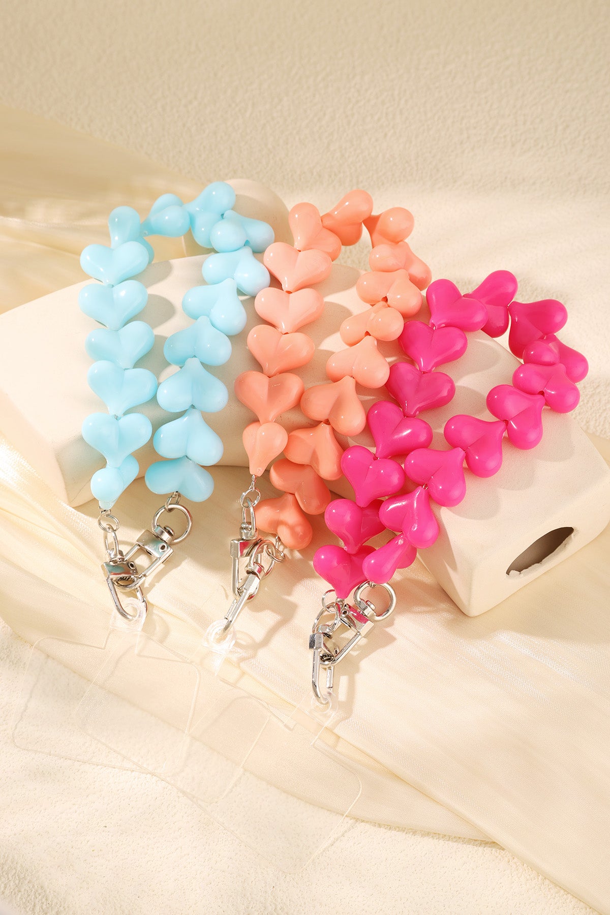 Telefoonkoord hartjes Blauw