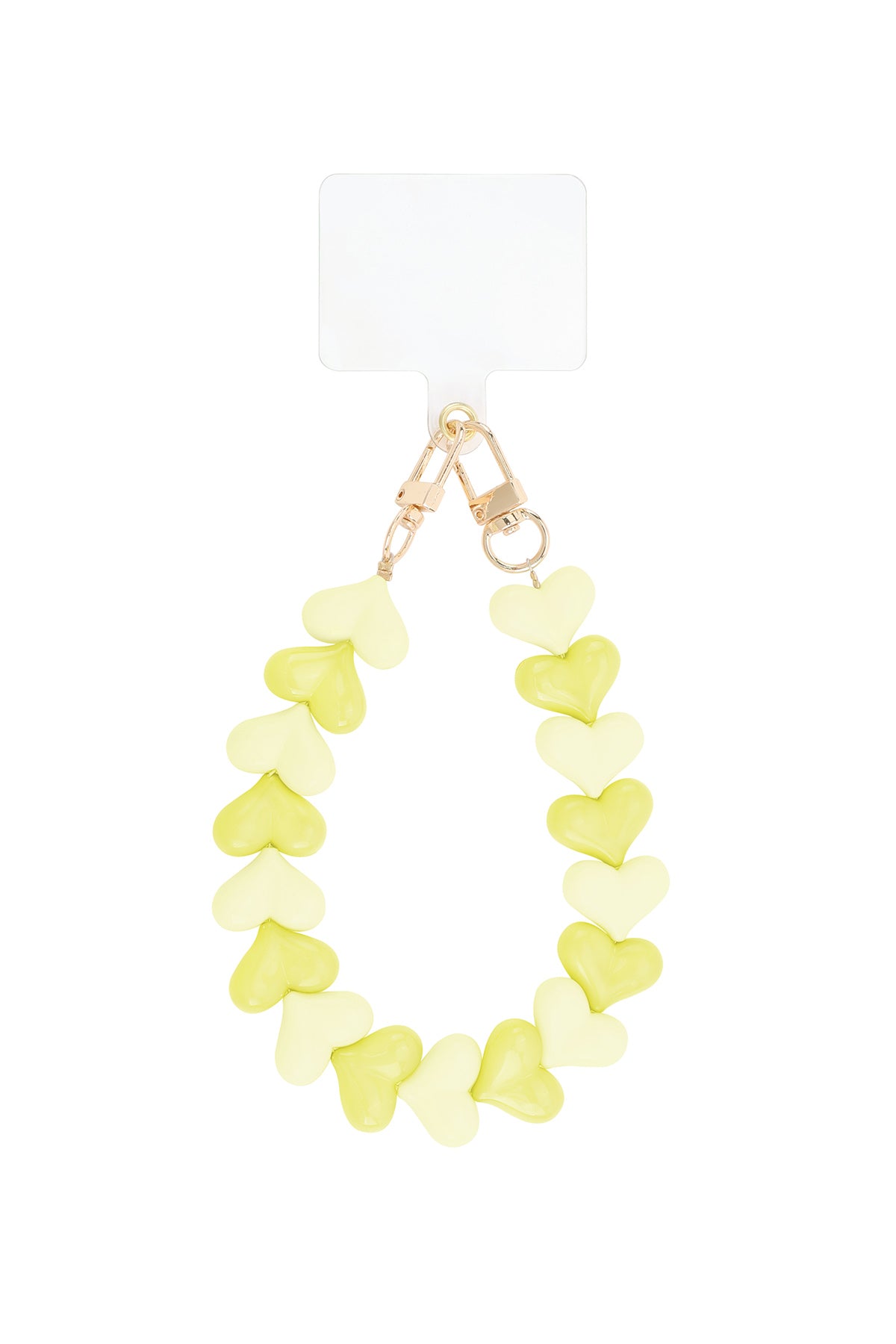 Telefoonkoord hartjes Geel/wit