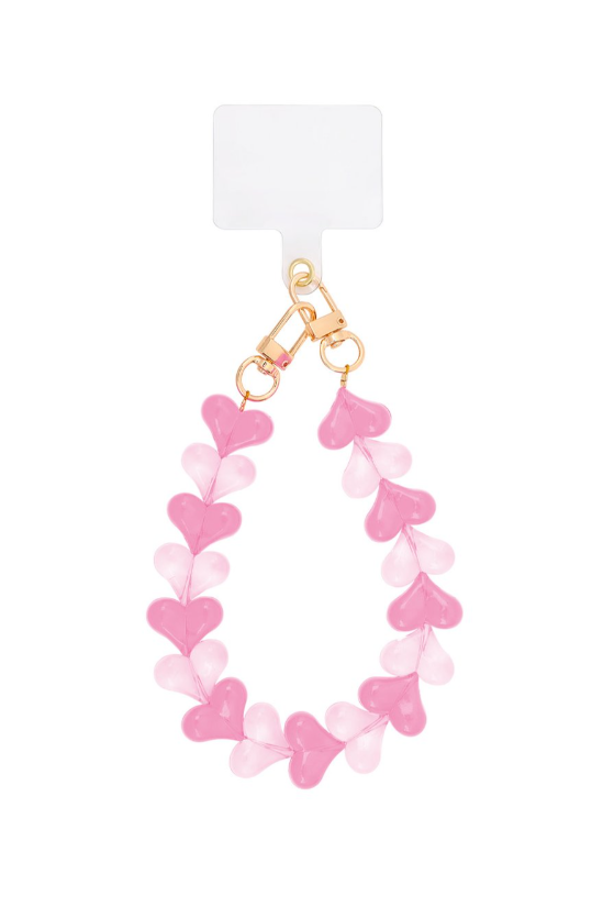 Telefoonkoord hartjes doorzichtig Roze/paars