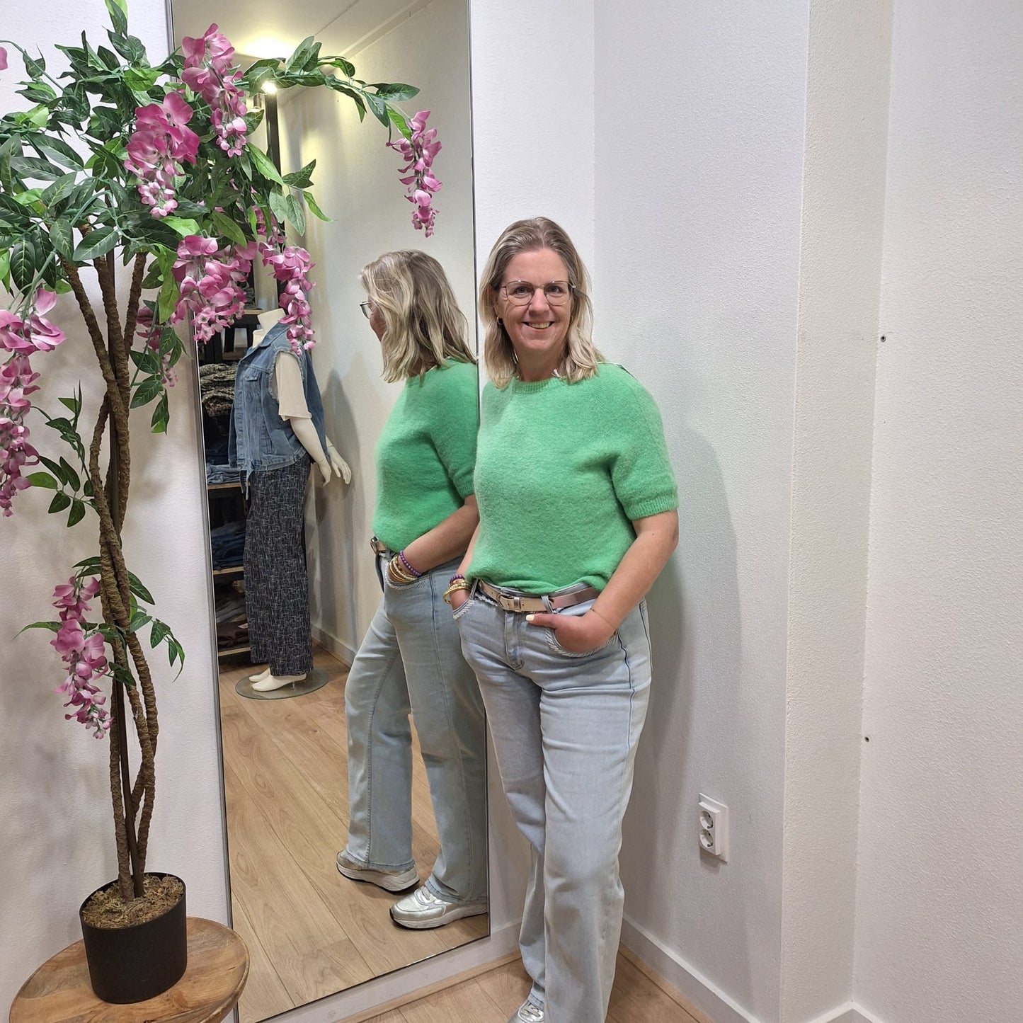 Truitje met alpaca wol fluor Neon groen