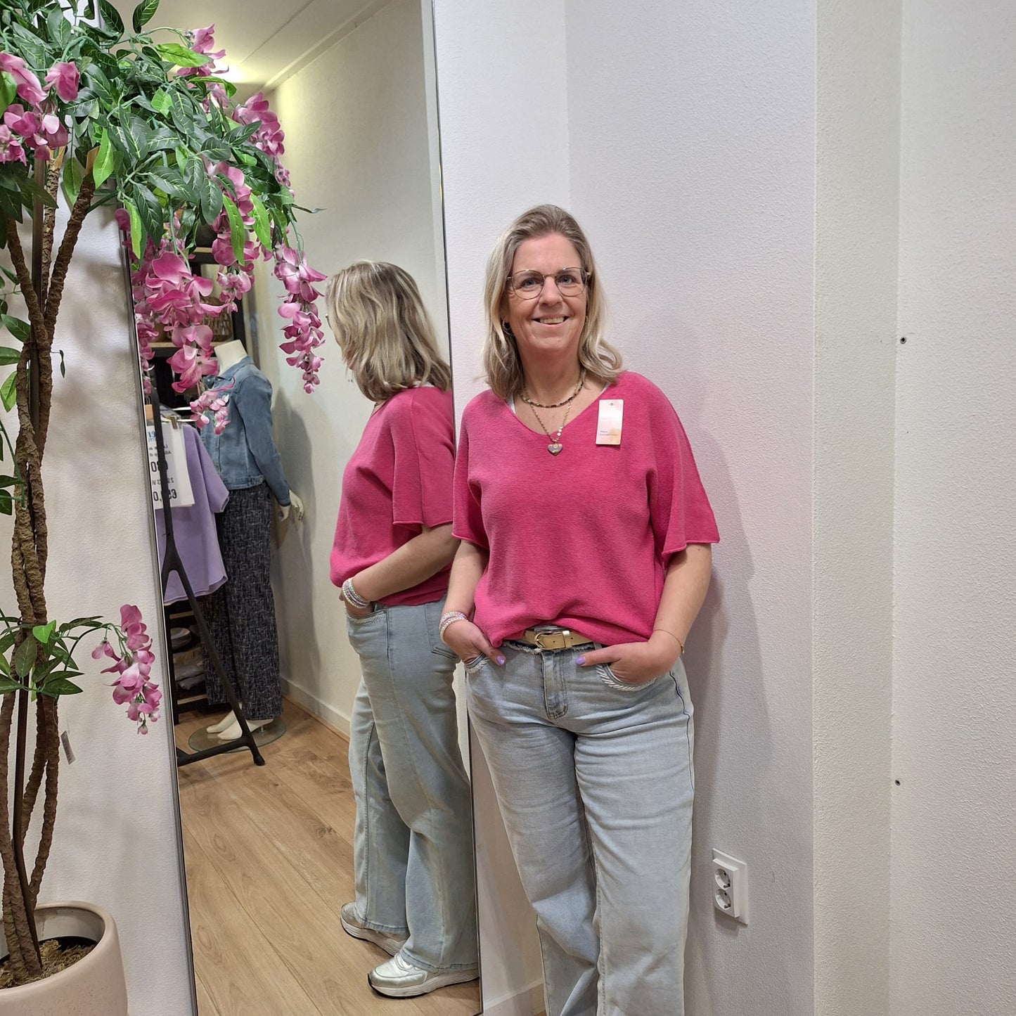 WenZ viscose truitje korte mouw os Fuchsia
