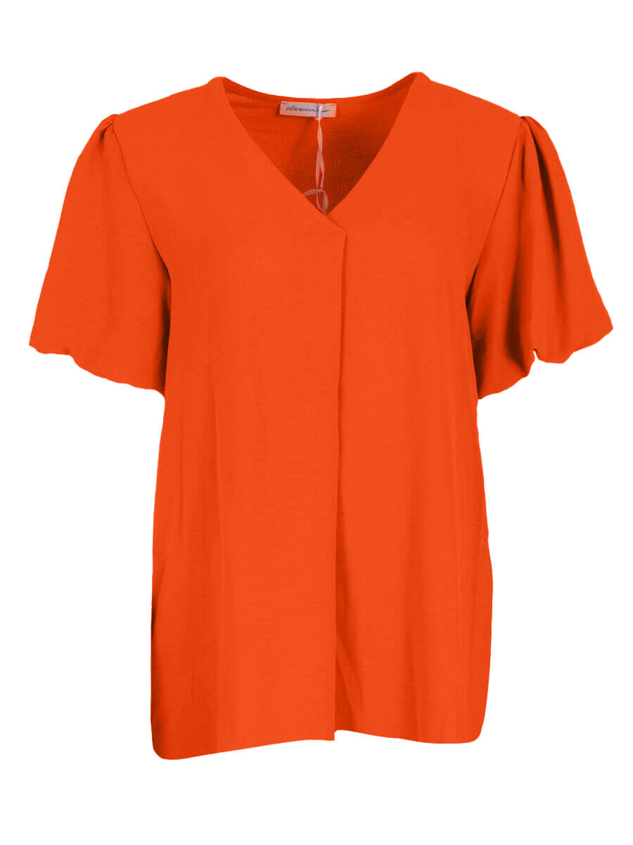 Zomertop met pofmouw Oranje