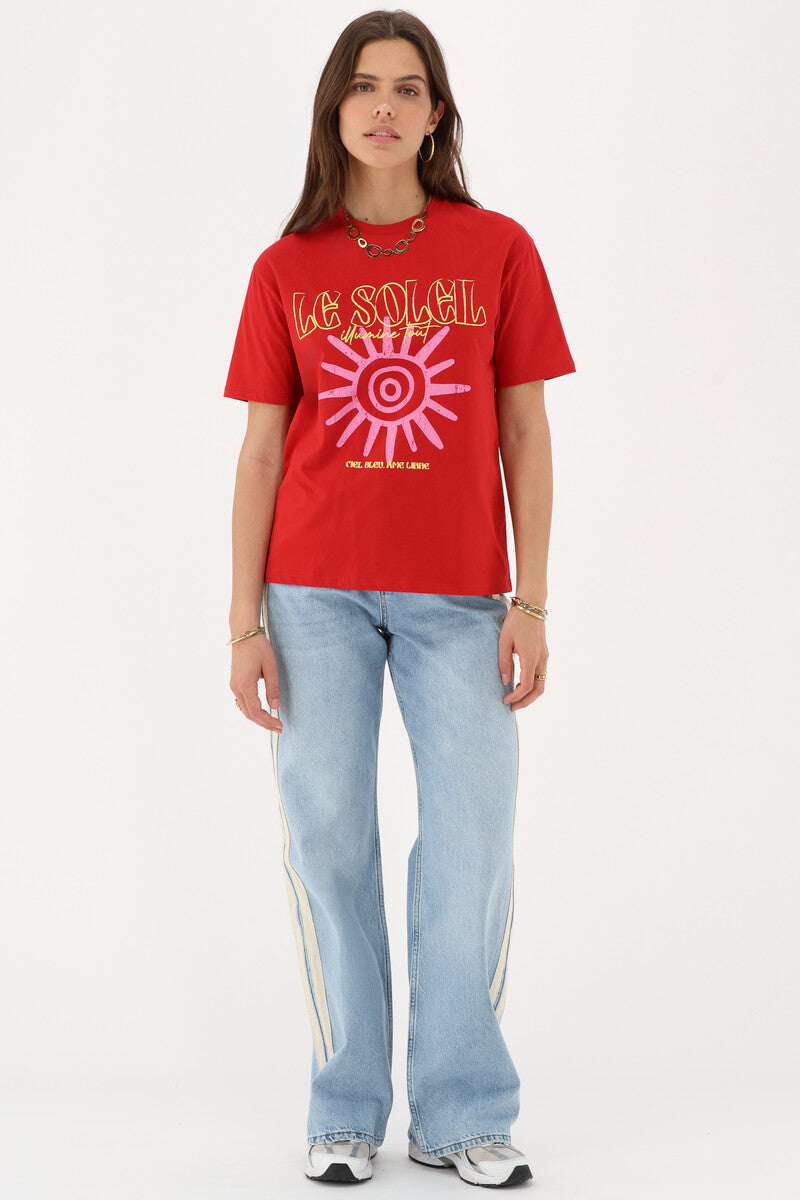 T-shirt Le soleil Rood
