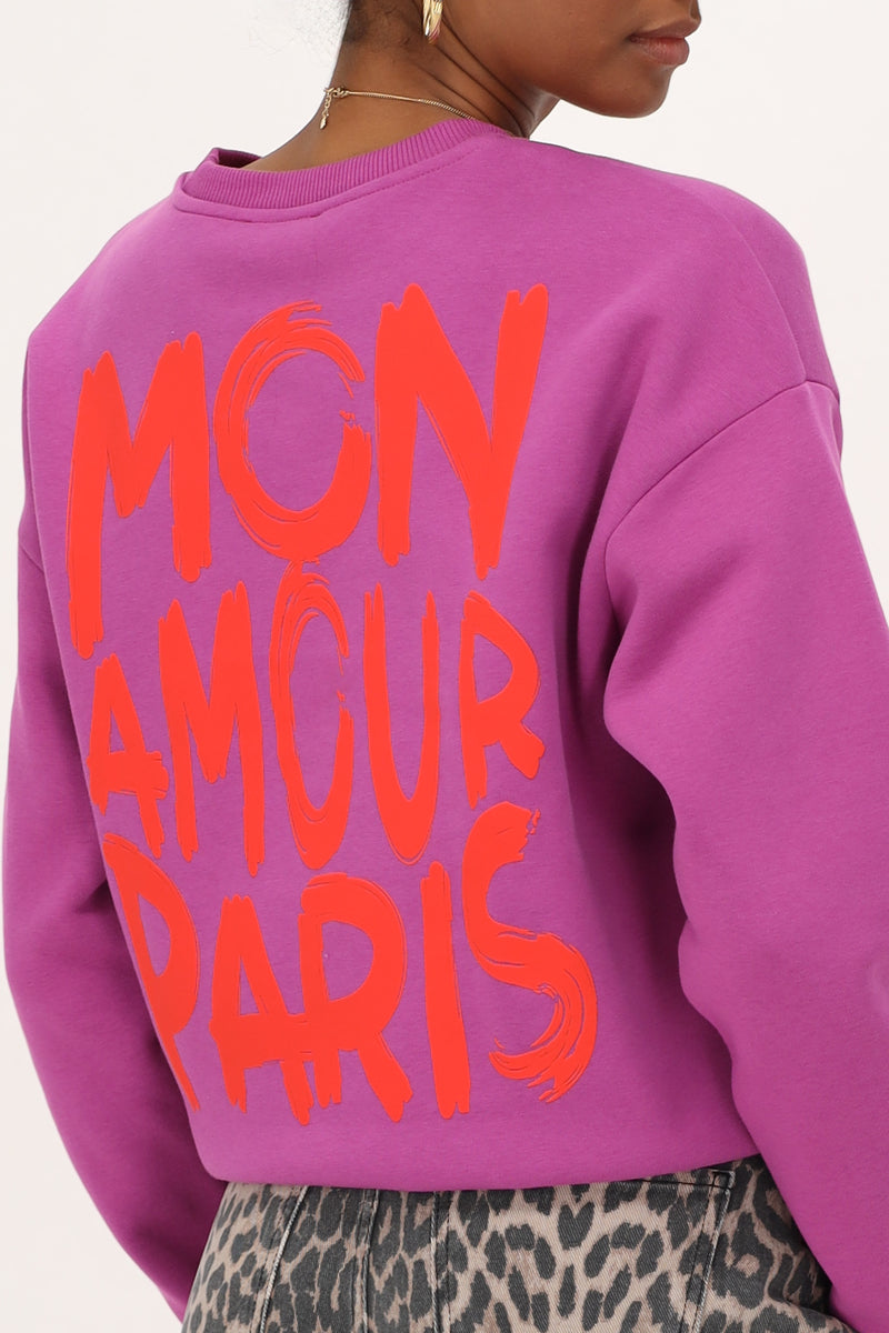 My jewellery sweater "Mon amour Paris'" paars