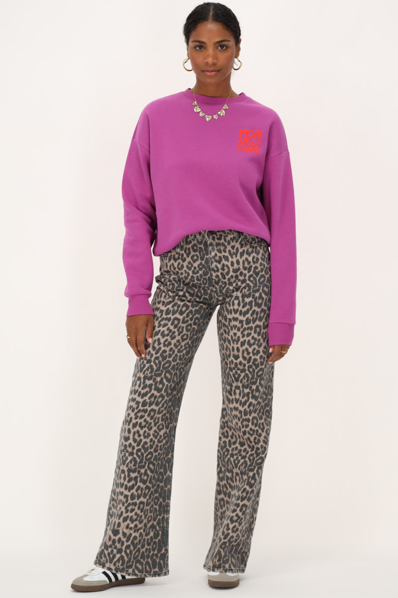 My jewellery sweater "Mon amour Paris'" paars