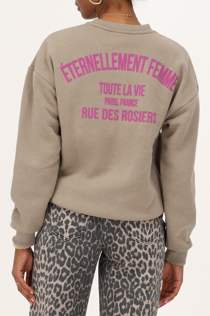 My jewellery Sweater "Éternellement femme" Taupe