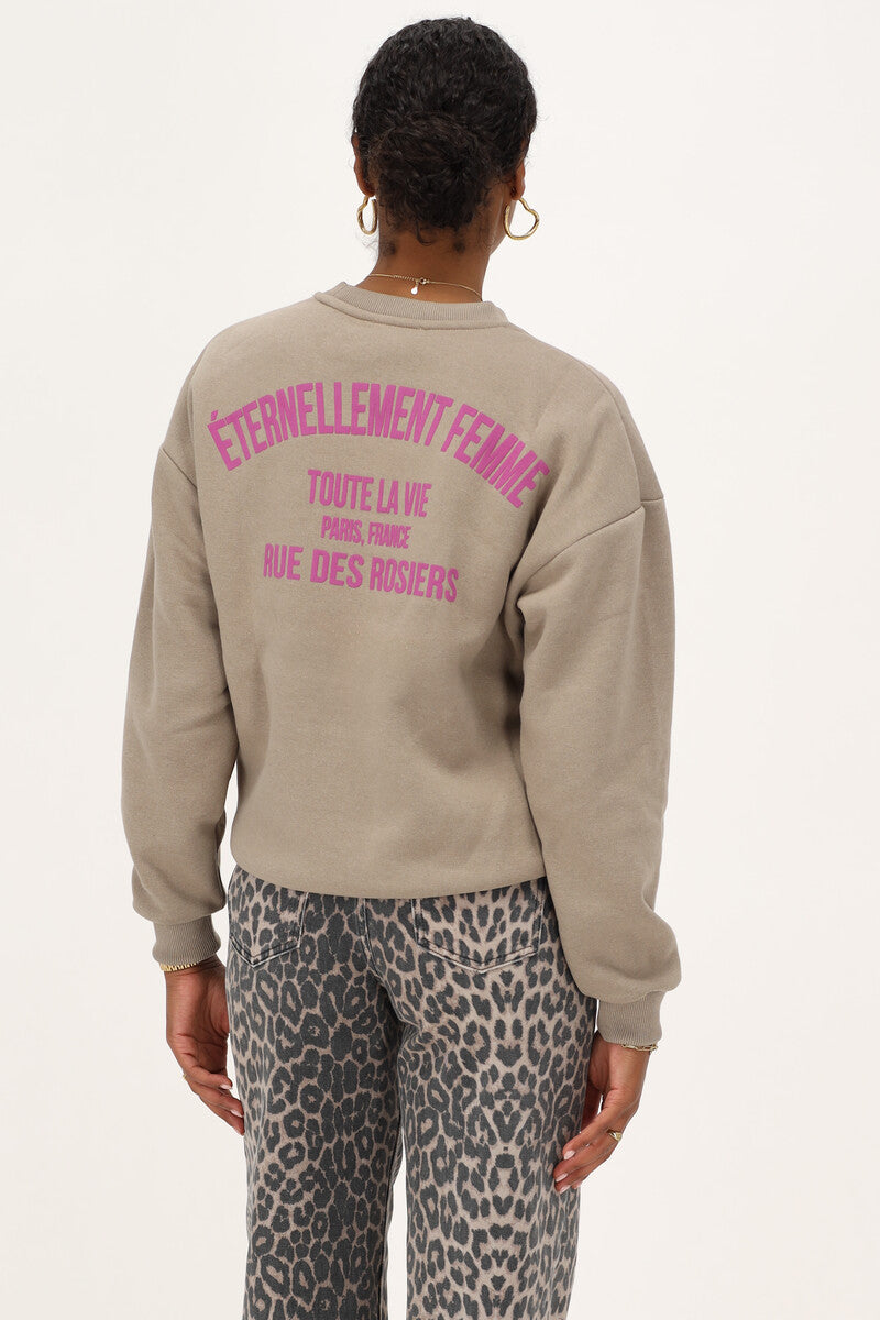 My jewellery Sweater "Éternellement femme" Taupe