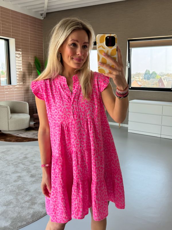 Aline strand tuniek panter Fuchsia