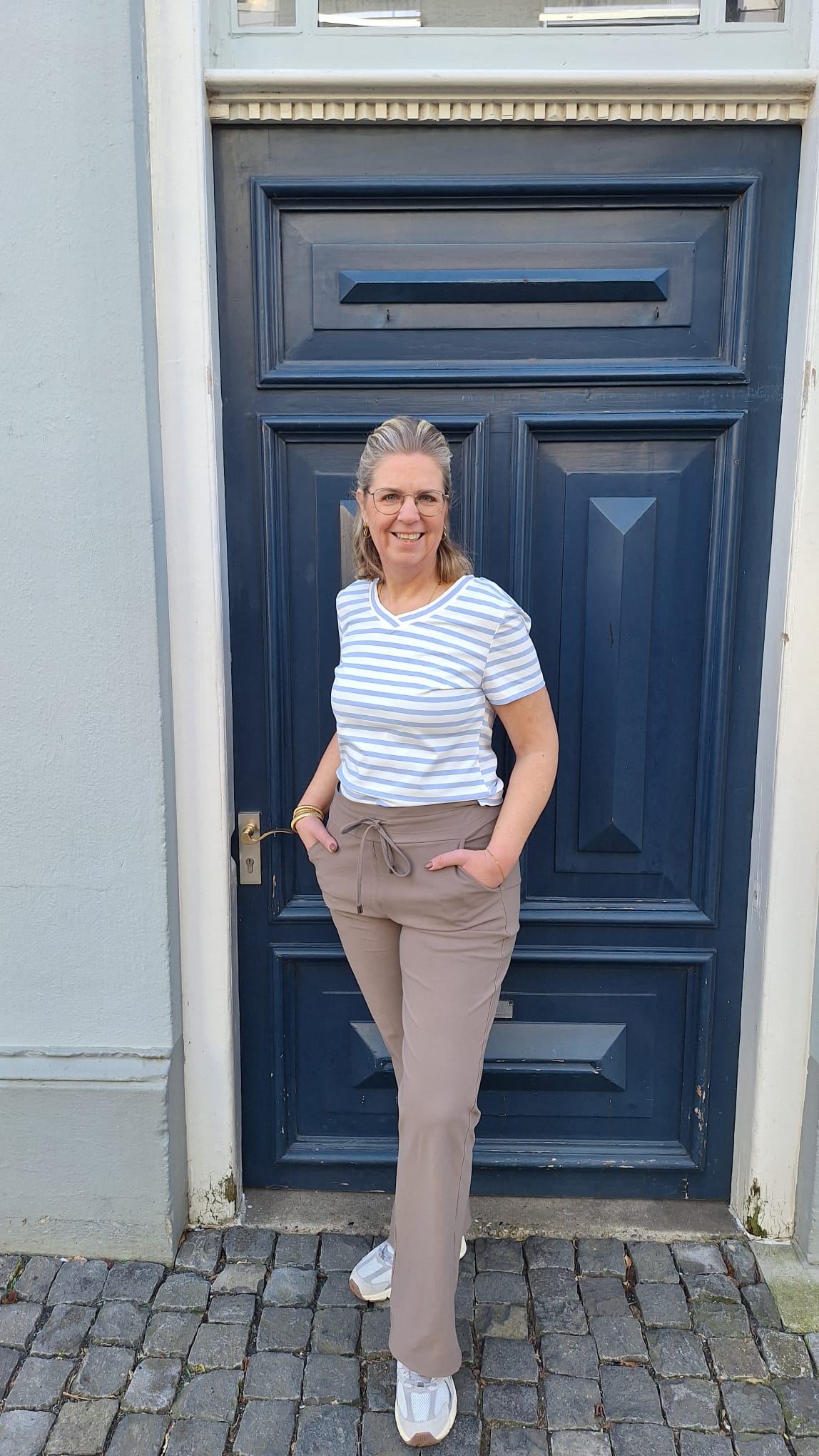 Mi piace T-shirt V Hals Stripe lavender