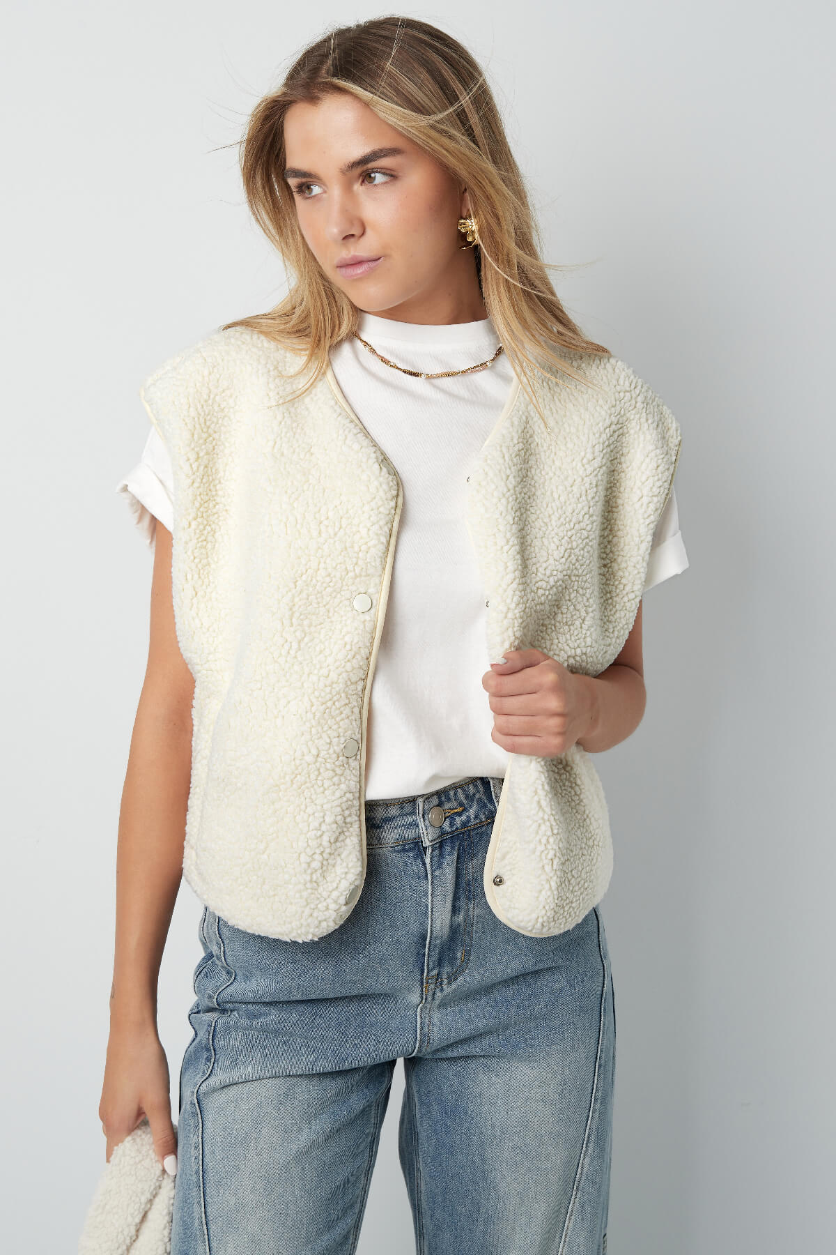 Fluffy teddy vest  Beige