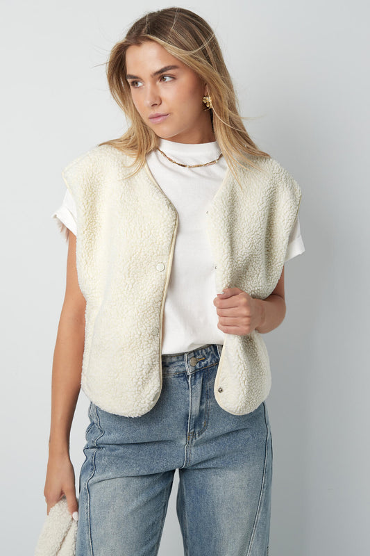 Fluffy teddy vest  Beige