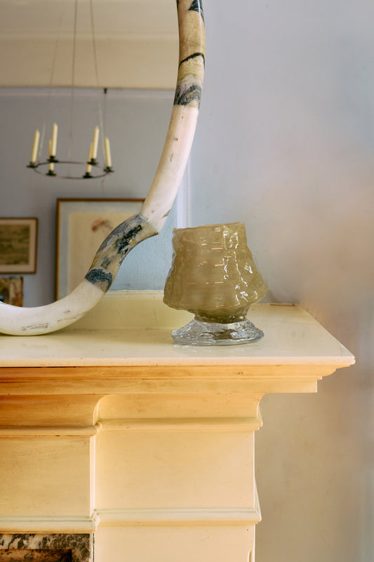 HKliving, Brut textured glass vase sage