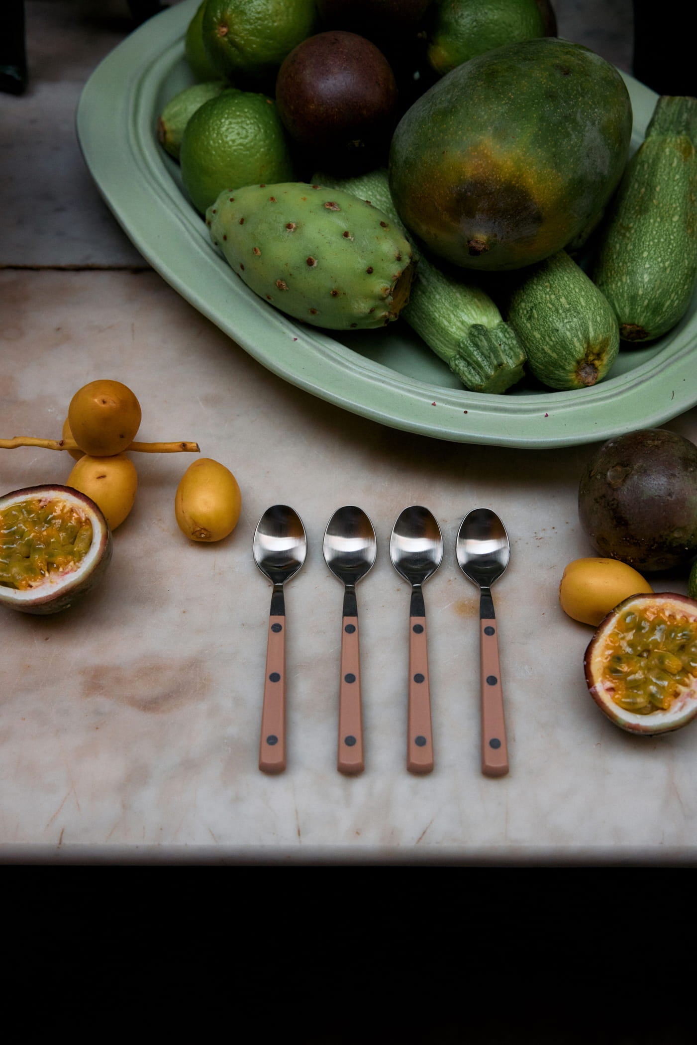 70s cutlery: tea spoons taupe set of 4