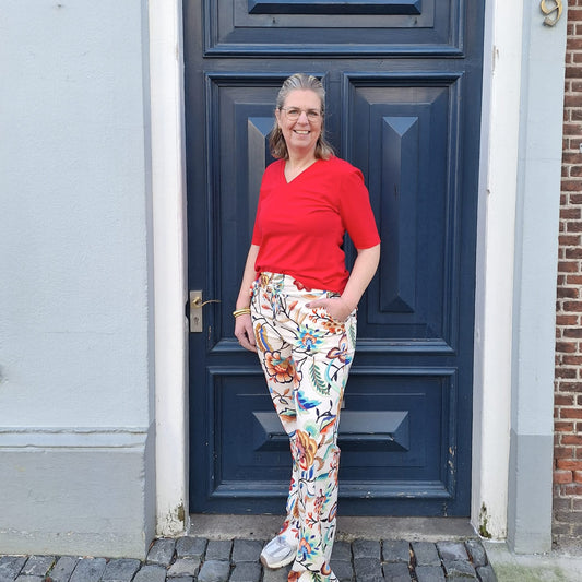 Mi Piace Trousers Straight  Embroided Bloom Print