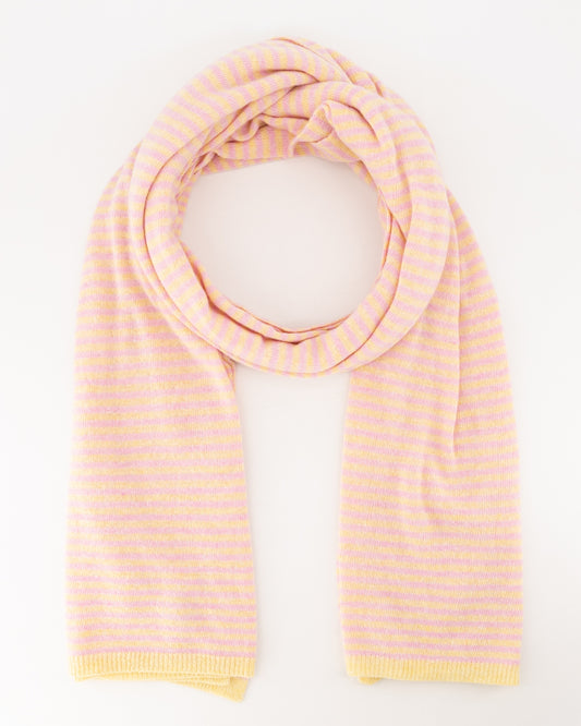 Cashemere sjaal Cassy gestreept Geel/roze