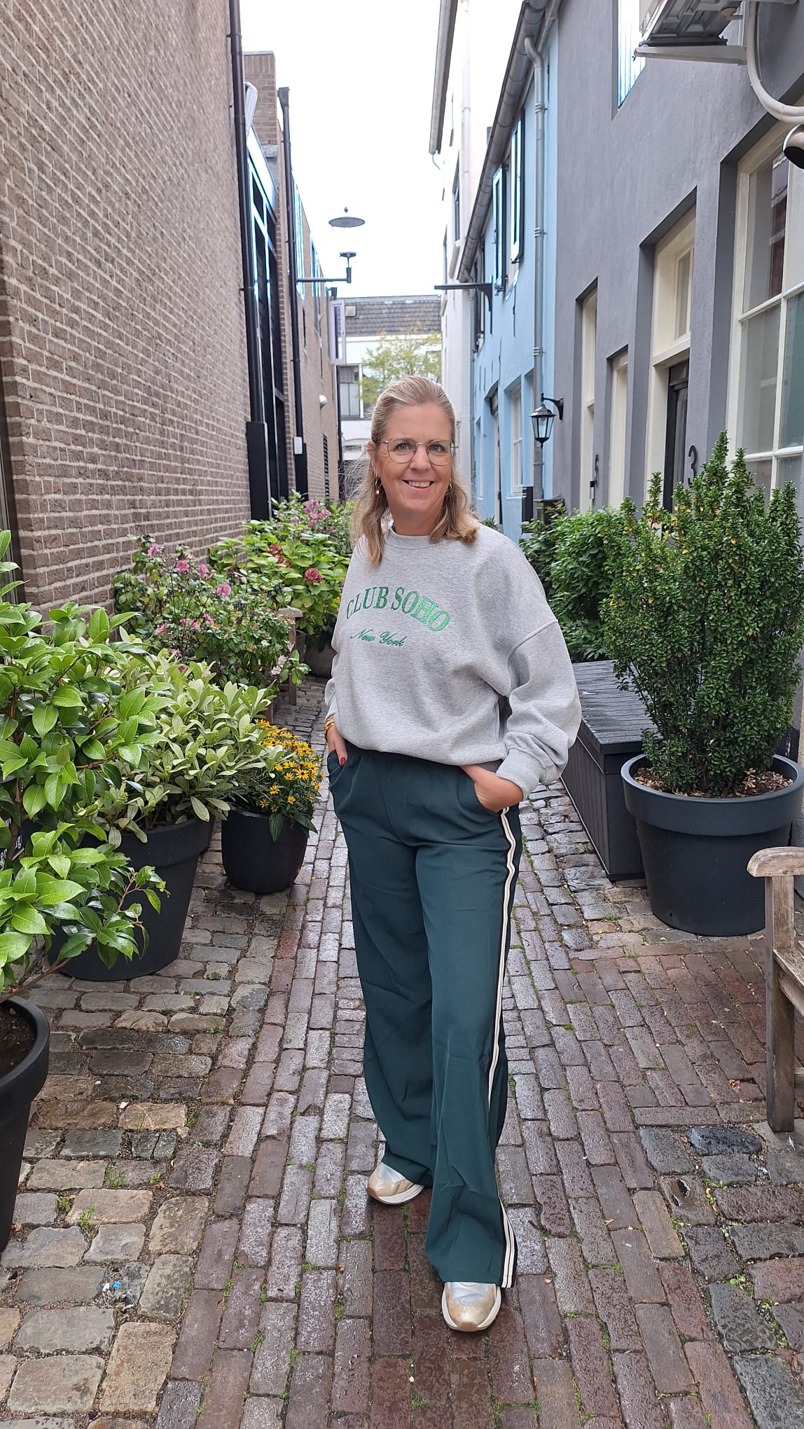 Broek met streep Groen