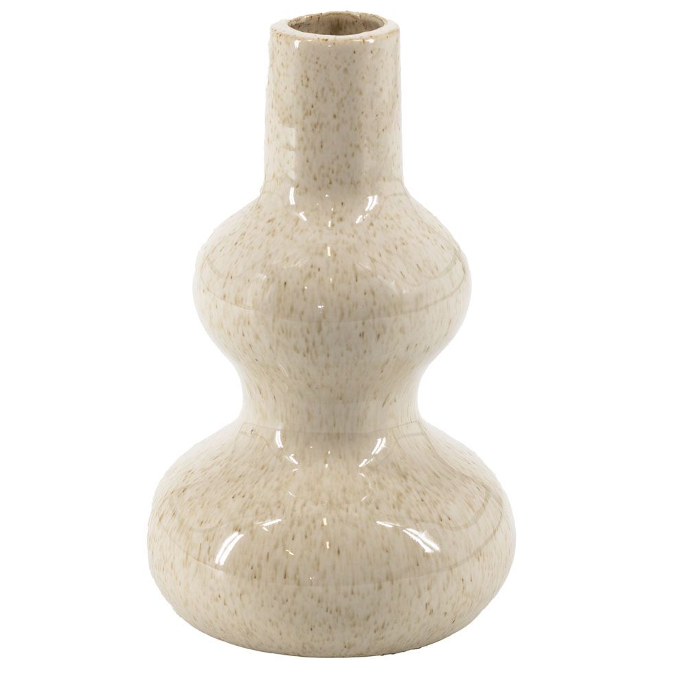 Aardewerk vaas beige bubbels S