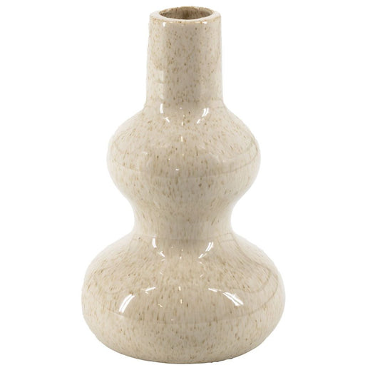 Aardewerk vaas beige bubbels S