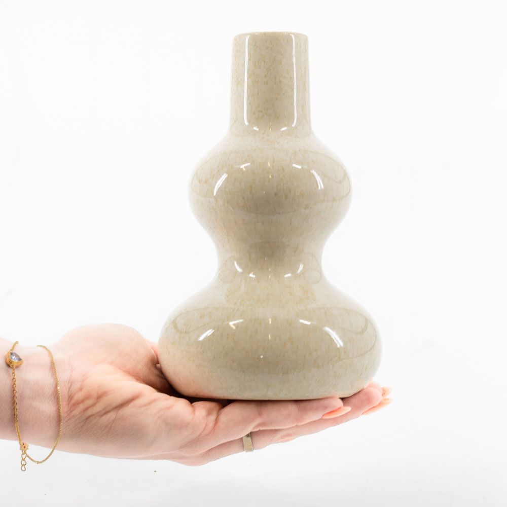 Aardewerk vaas beige bubbels S