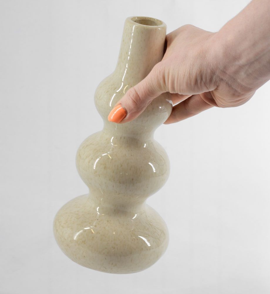 Aardewerk vaas beige bubbels