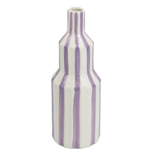 Aardewerk vaas stripe lilac