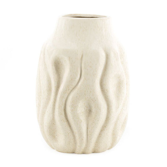 Aardewerk vaas waves beige