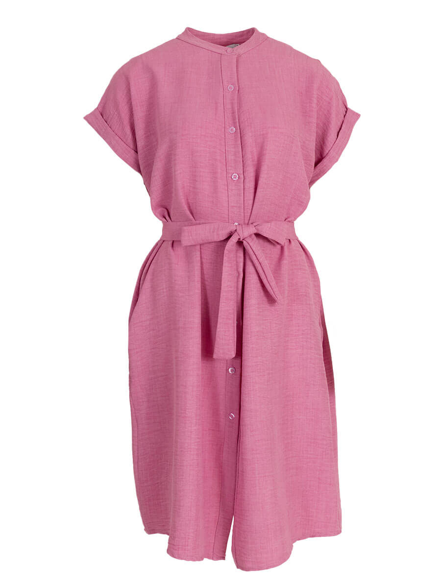 Azzurro Korte zomerjurk met knopen Roze