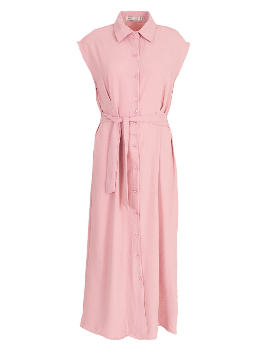 Azzurro Lange zomerjurk met knopen Roze