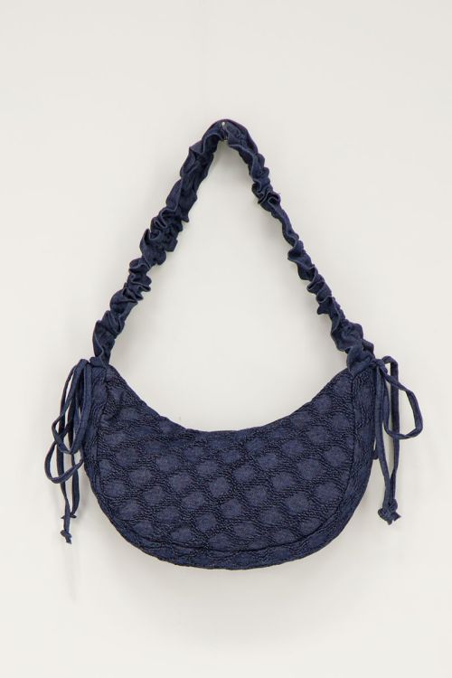 Blauwe denim crossbody tas met ruffles