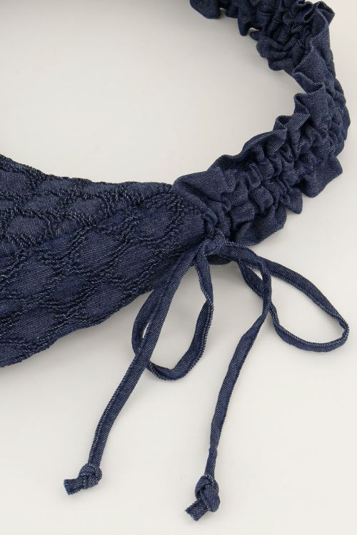 Blauwe denim crossbody tas met ruffles