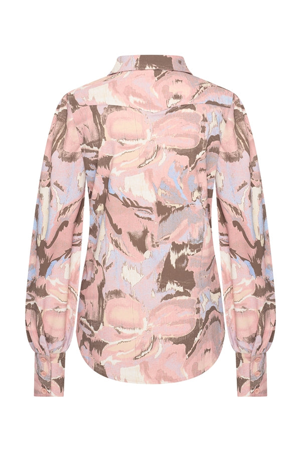 BlousePuffSleevesWildFlowerPrintlavender__2