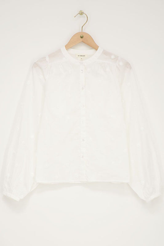 Blouse met 3D bloemen Wit