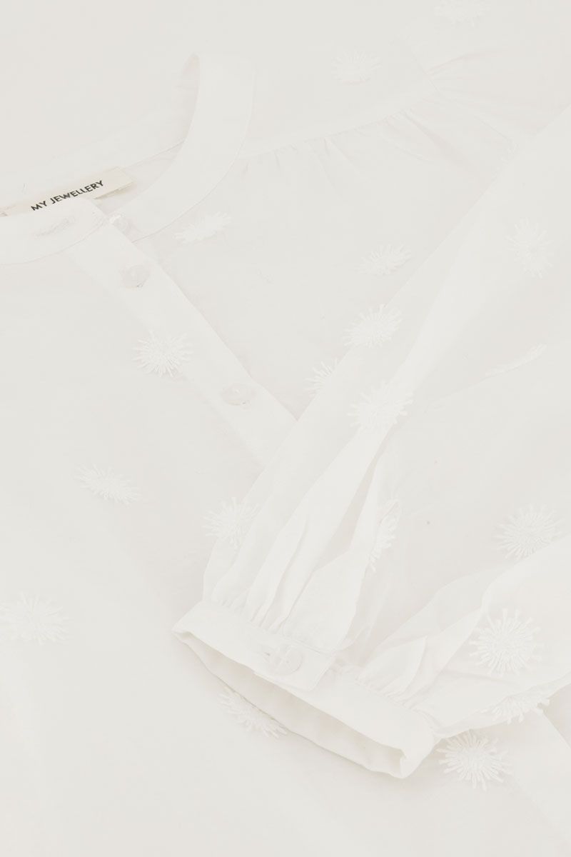 My Jewellery Blouse met 3D bloemen Wit
