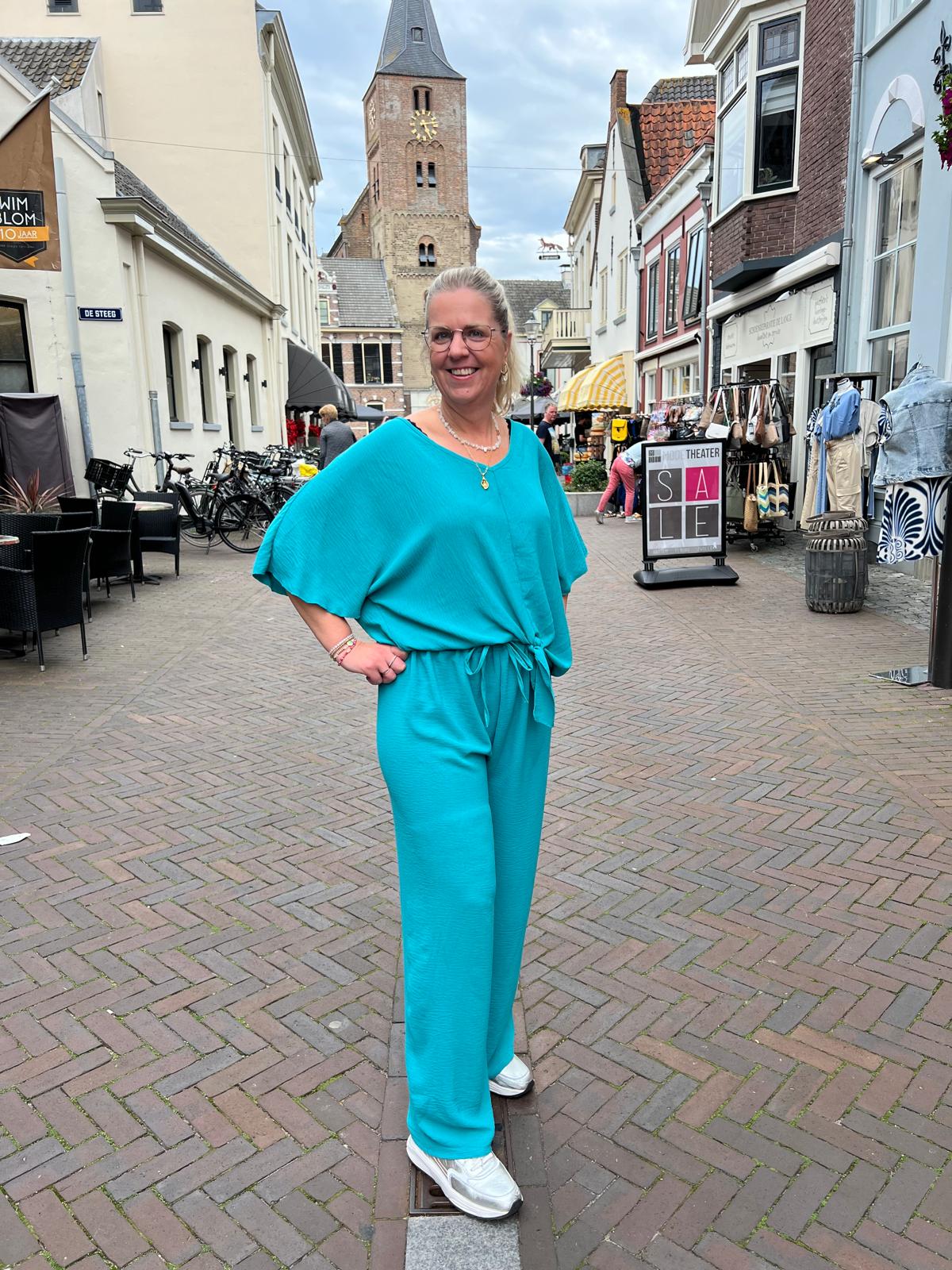 Blouse met knoop 1706202412 Turquoise