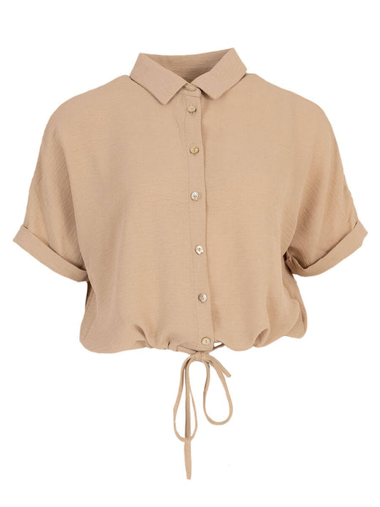 Blouse met koord Beige