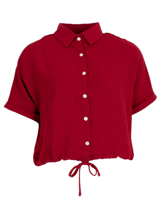 Blouse met koord Donkerrood