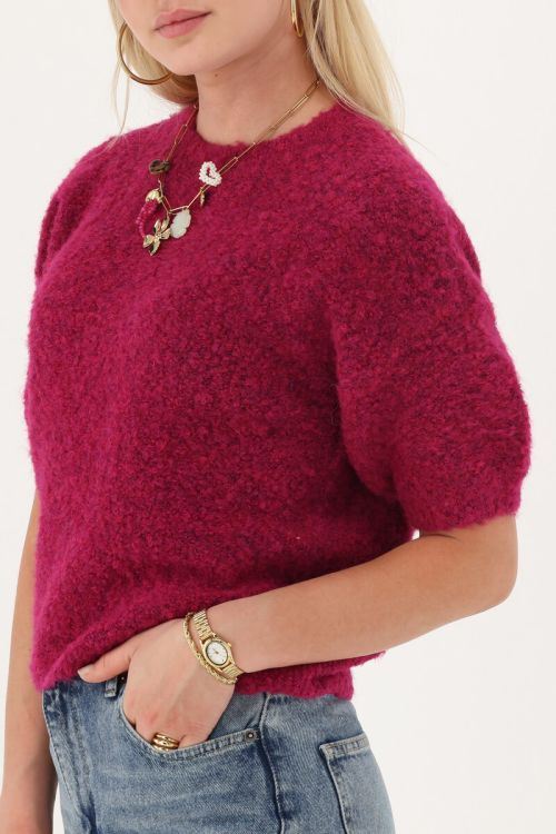 My Jewellery Bouclé top korte mouwen Rood