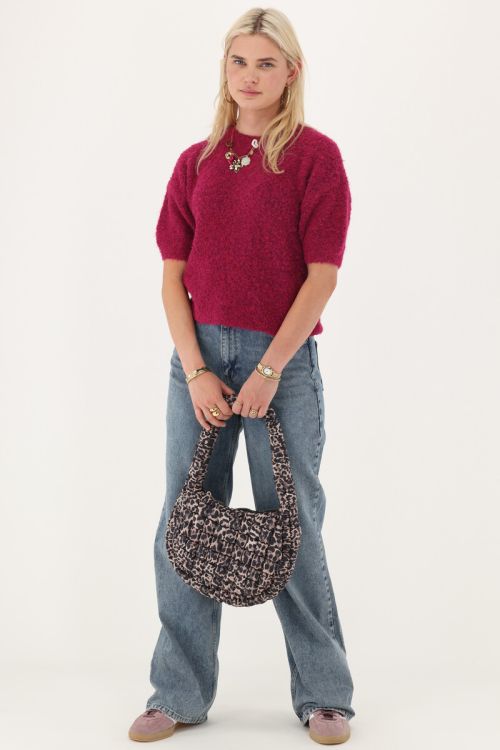 My Jewellery Bouclé top korte mouwen Rood