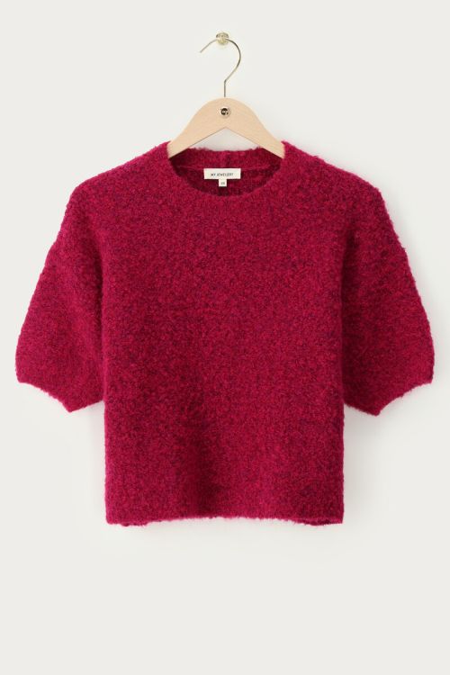 My Jewellery Bouclé top korte mouwen Rood