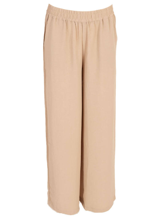 Broek met elastieken band Beige