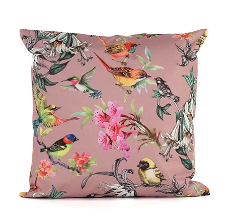 Buitenkussen vogels roze 45x45 749233