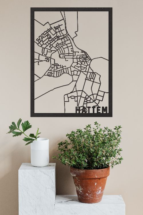 City Map Hattem 30x40 zwart 011