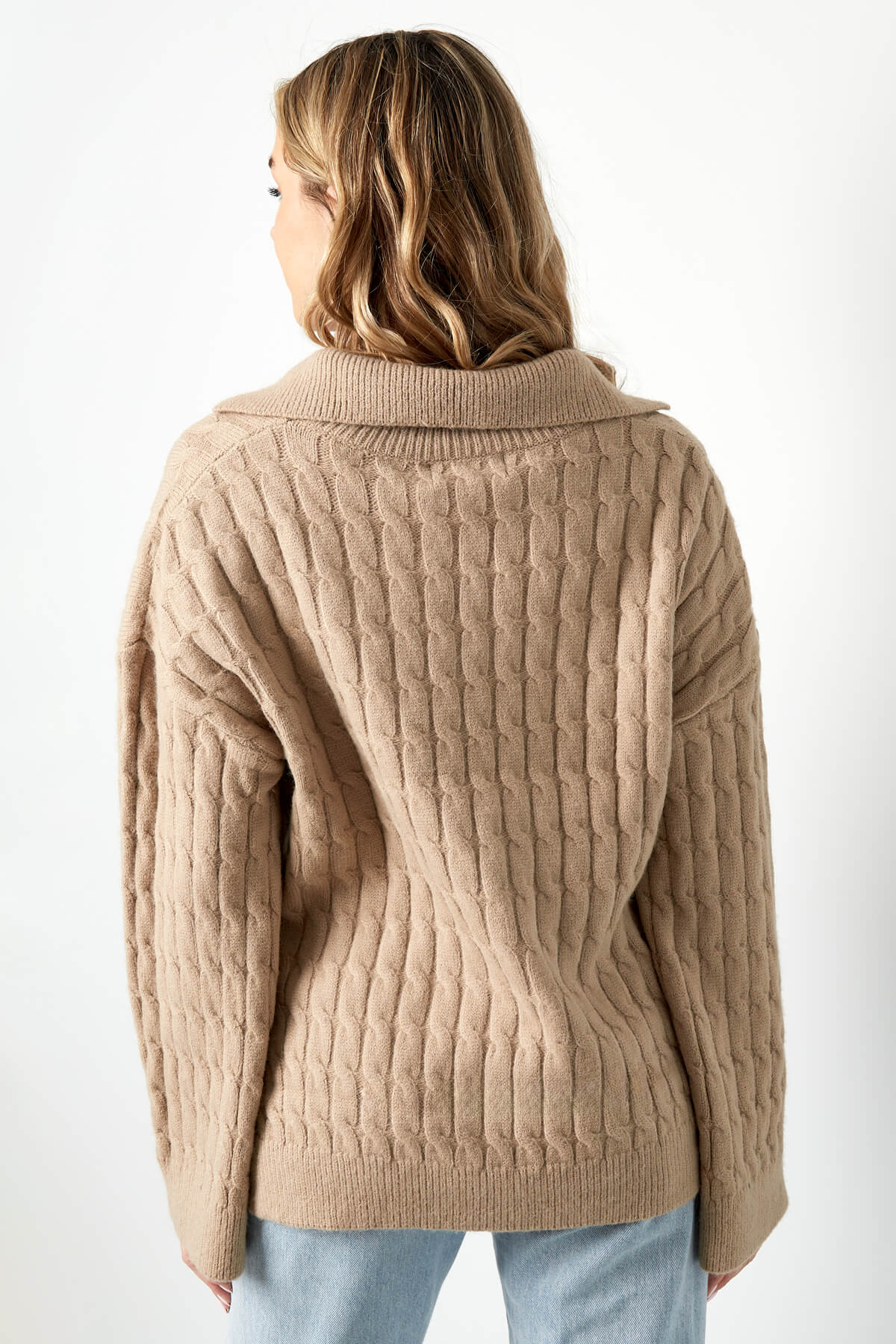 Comfy cable knit trui Bruin