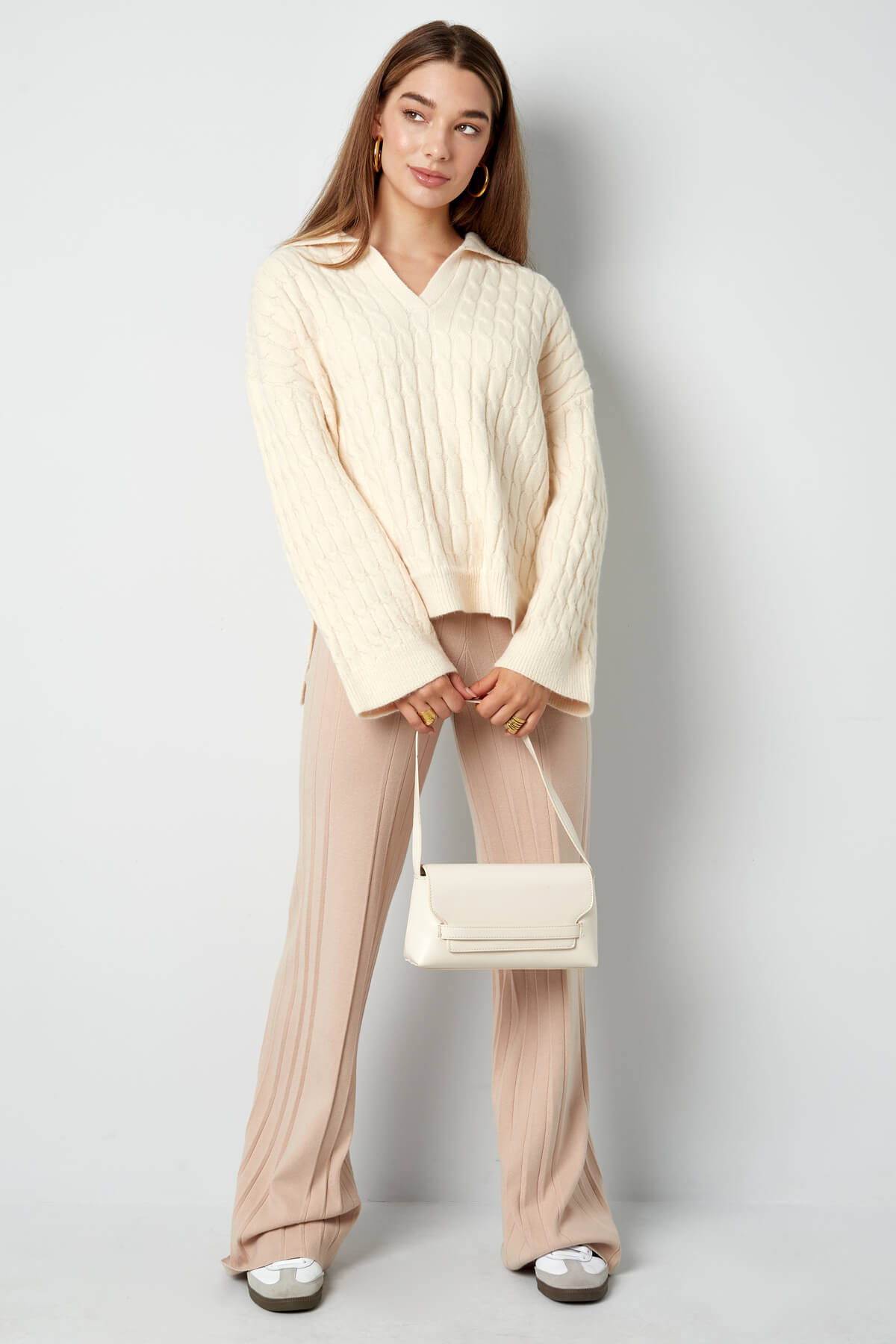 Comfy cable knit trui Gebroken wit