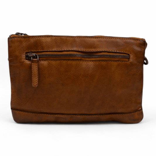 DSTRCT Schoudertas Harrington Road met dubbele rits Cognac