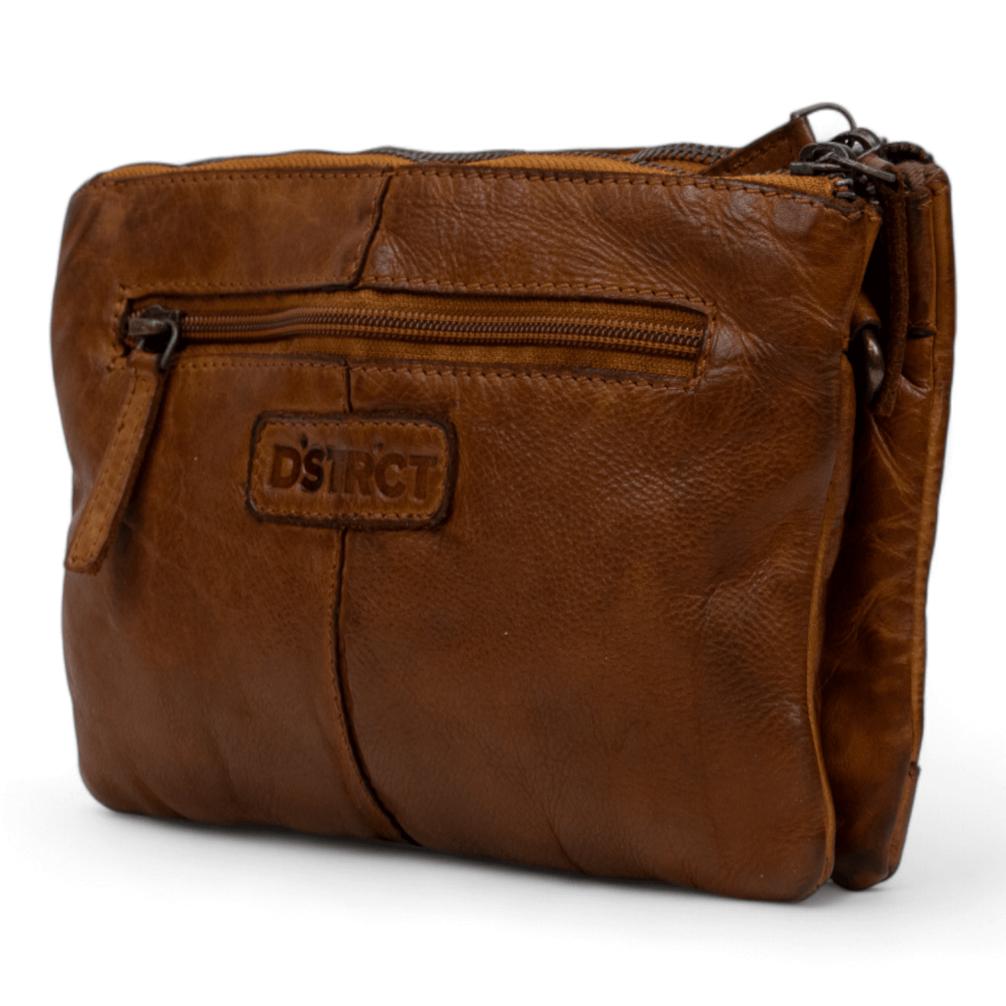 DSTRCT Schoudertas Harrington Road met dubbele rits Cognac