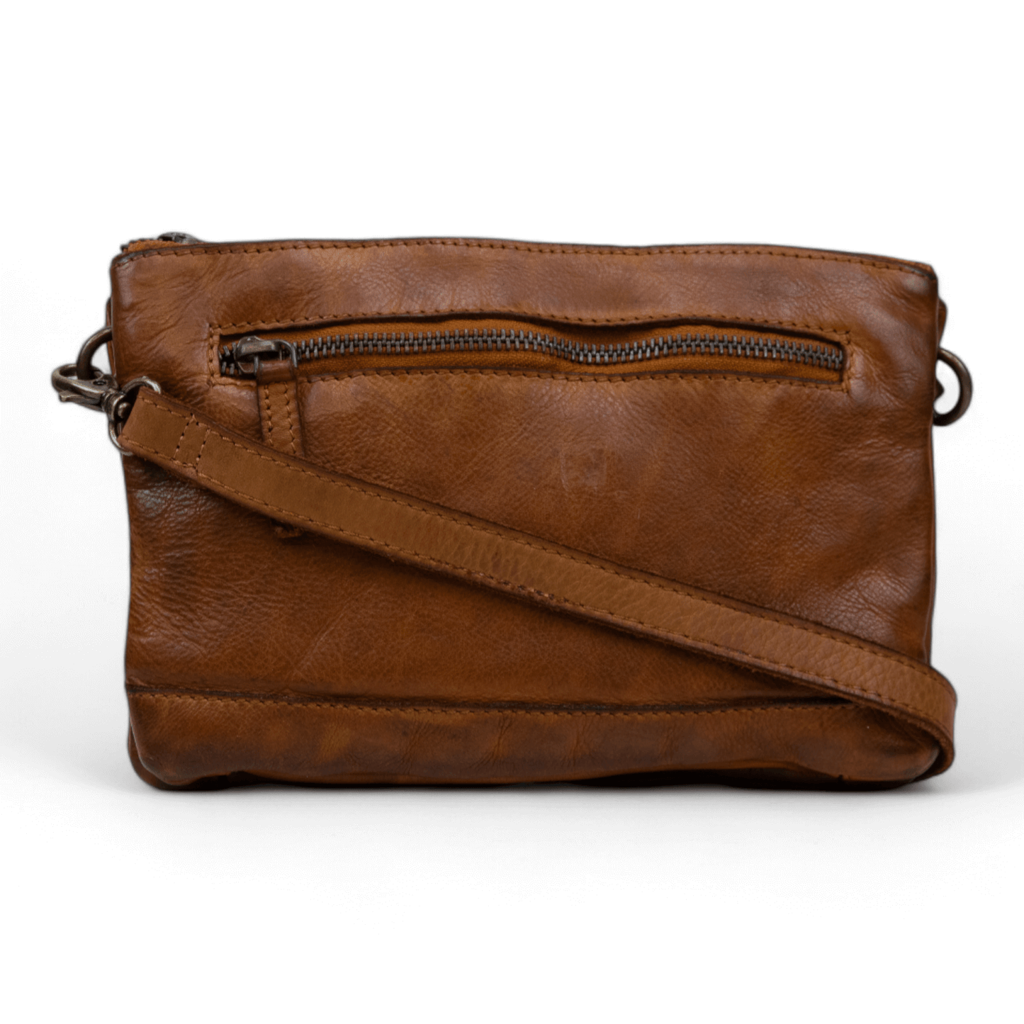 DSTRCT Schoudertas Harrington Road met dubbele rits Cognac