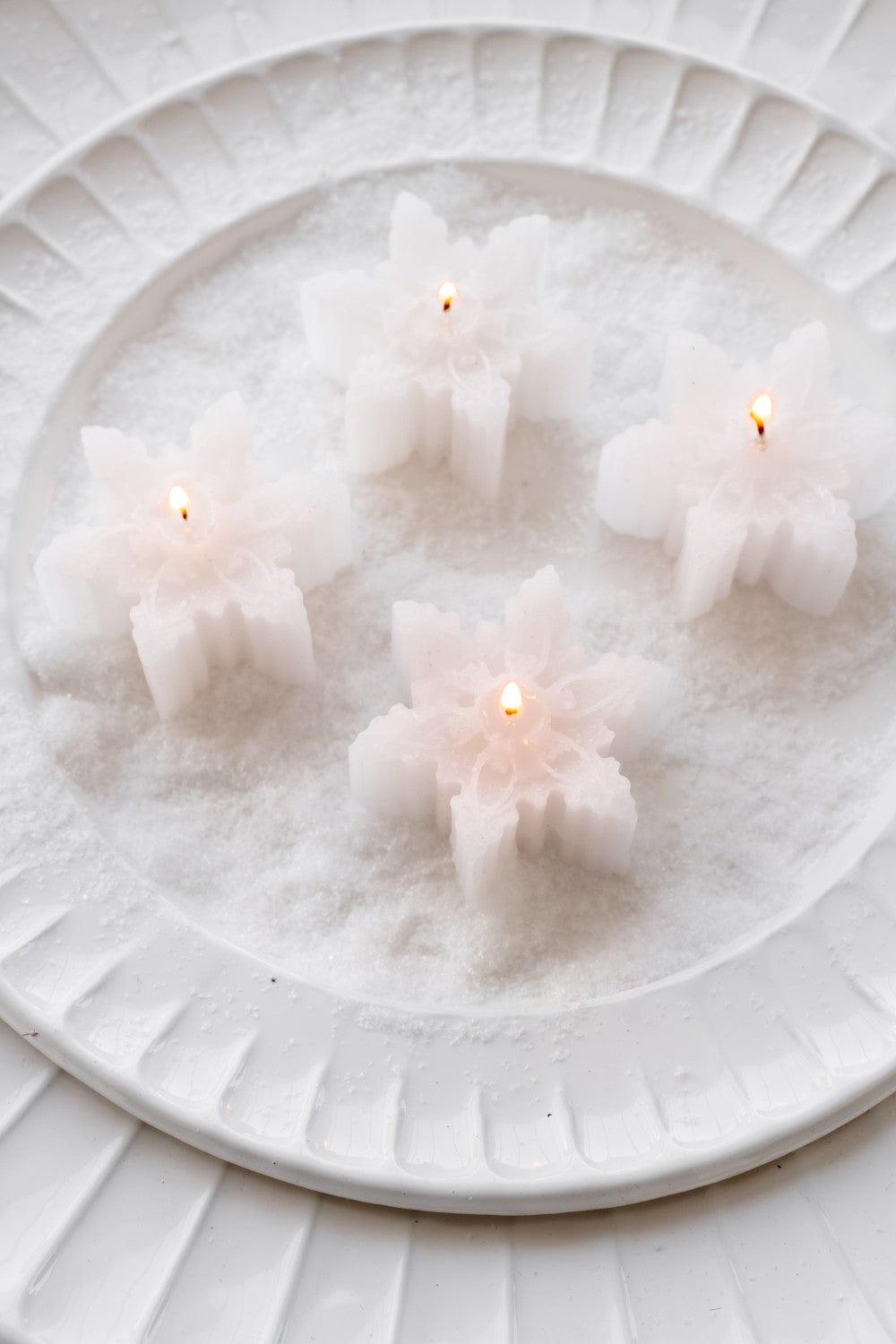 Deco Candle Snowflake wit